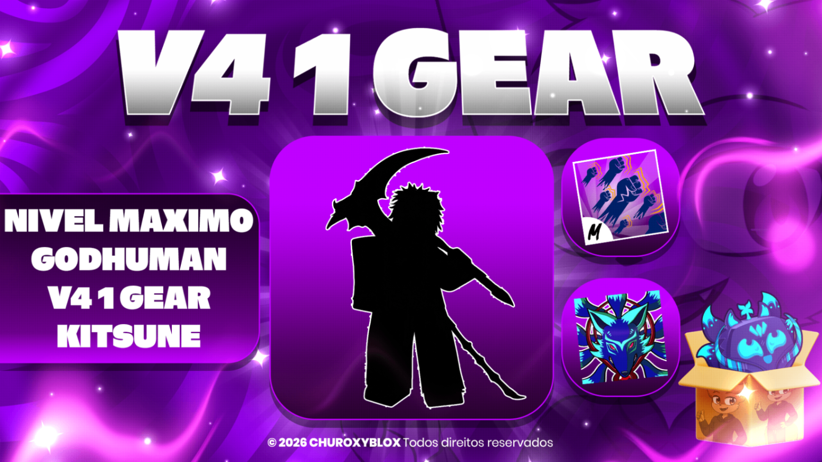 V4 1 GEAR RAÇA ALEATORIA + KITSUNE INGERIDA + NÍVEL MÁXIMO + GODHUMAN