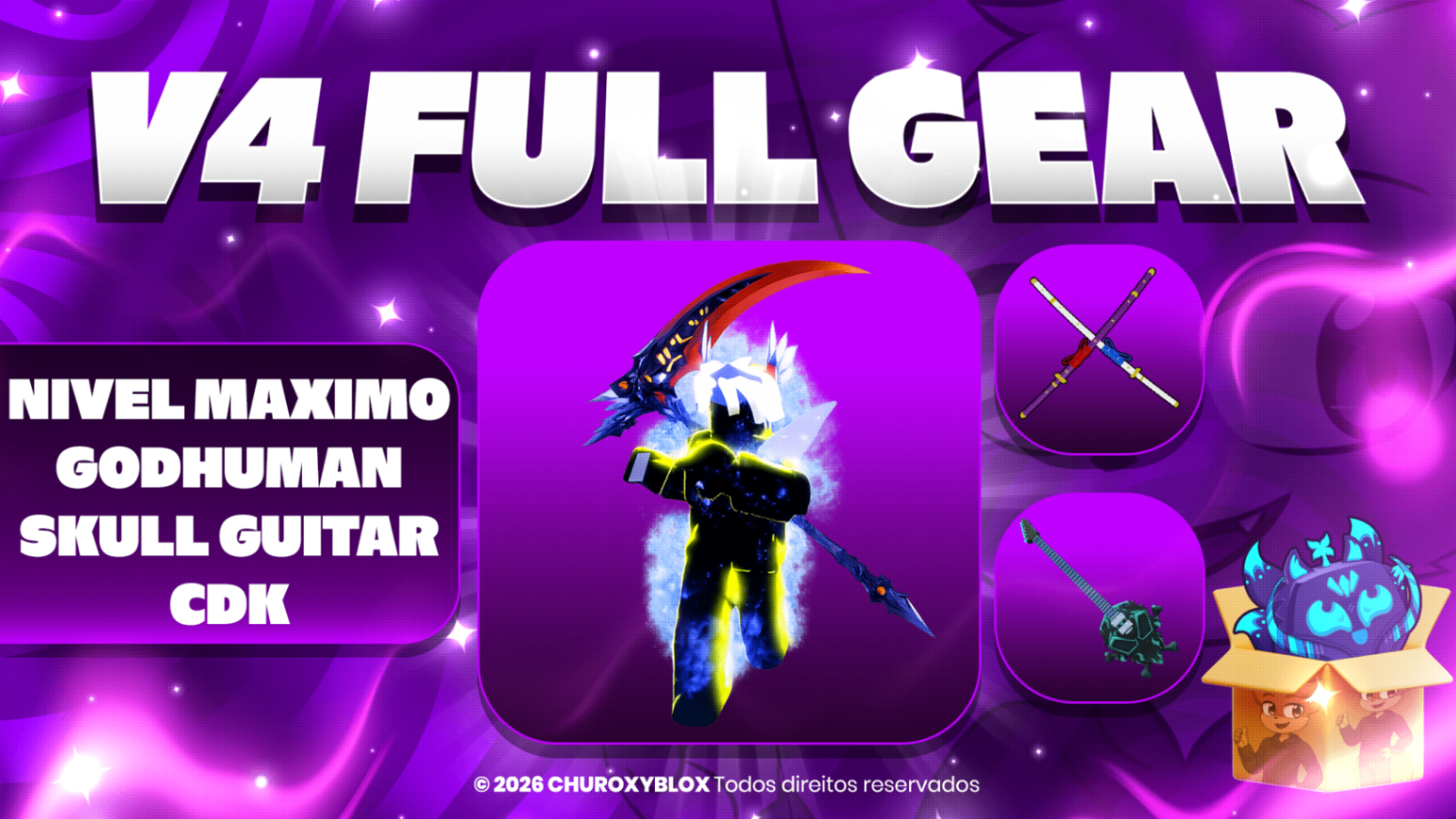 V4 FULL GEAR SHARK + NIVEL MAXIMO + CDK + SKULL GUITAR + GODHUMAN