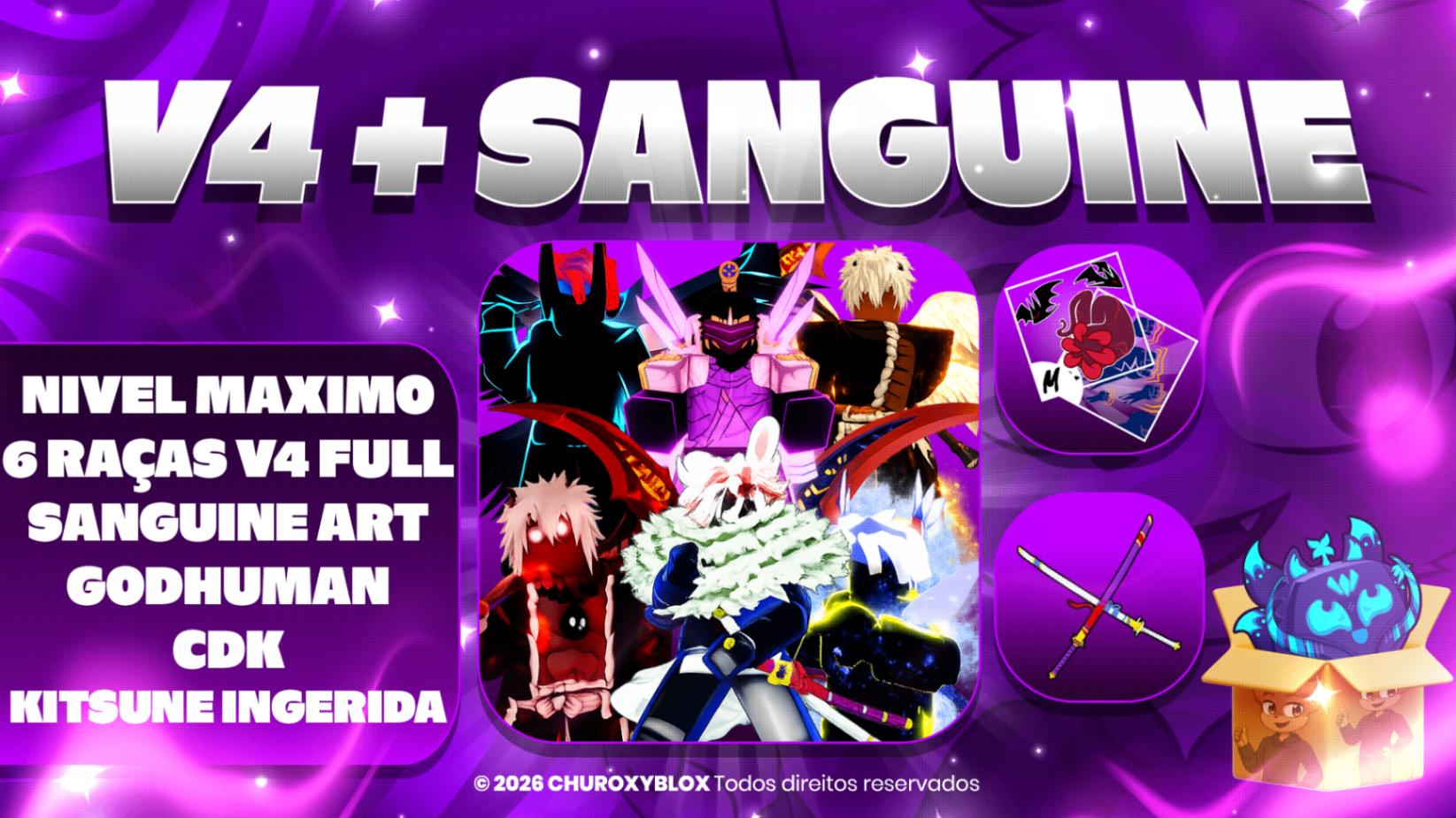 6 RAÇAS V4 FULL GEAR ALEATORIO + CDK + SANGUINE ART + KITSUNE INGERIDA + NIVEL MAXIMO + GODHUMAN